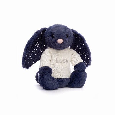 Jellycat Bashful Stardust Bunny with Cream Jumper USA | 70682TFRU